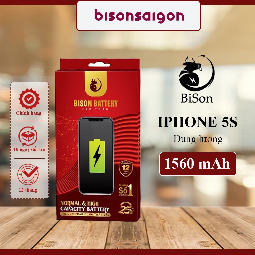 Pin iPhone 5S dung lượng 1560mAh BISON chính hãng