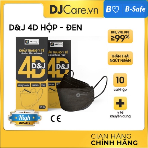 Khẩu trang KF94 4D D&amp;J đen/trắng/họa tiết (10 cái/hộp) HÀNG CAO CẤP FAMAPRO - BẢO VỆ HÔ HẤP - KF94 rep - DJ - D&amp;J CARE