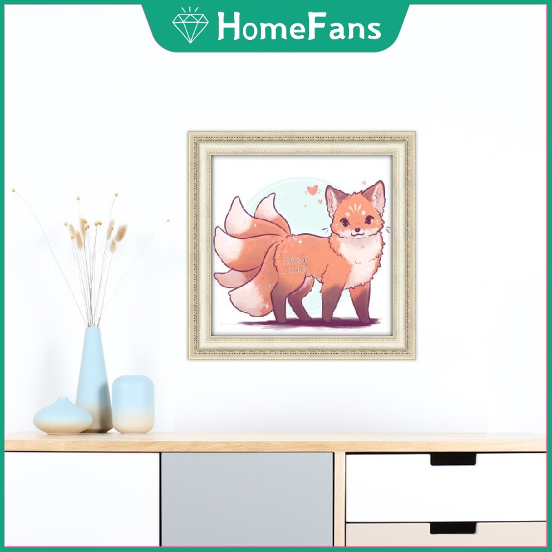 Bộ tranh đính đá 5D tự làm 30x30cm hình chú cáo độc đáo trang trí nhà cửa