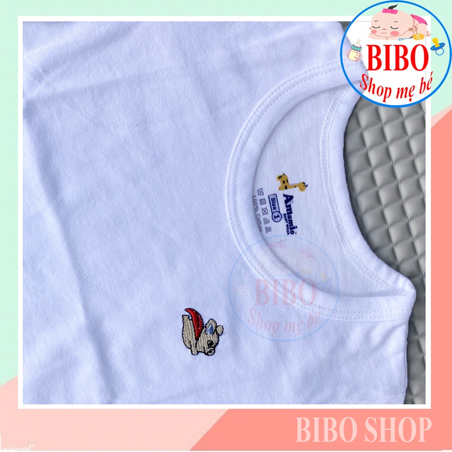 ÁO THUN TAY NGẮN COTTON TRẮNG CHO BÉ MẶC NHÀ VẢI MÁT THUN 4 CHIỀU_MÃ Amamio