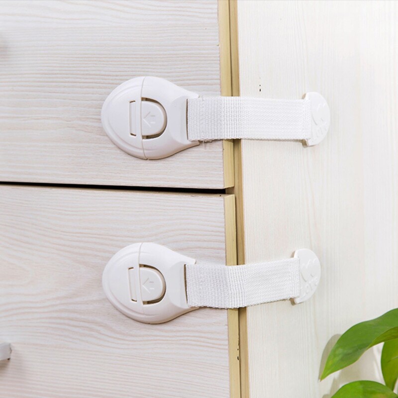 Khóa tủ lạnh an toàn cho bé, chốt cài ngăn kéo tủ gỗ, hộc bàn dài 20cm màu trắng