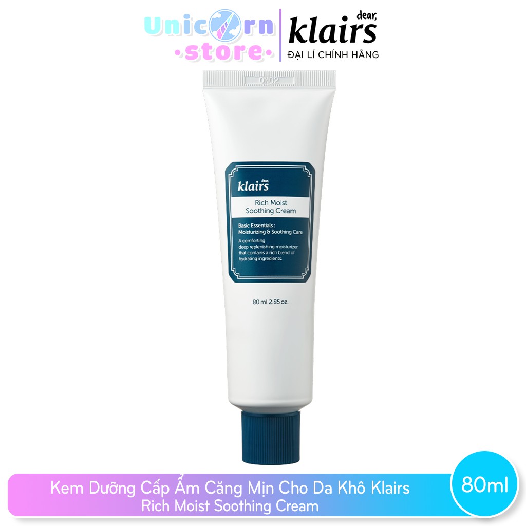 Kem Dưỡng Cấp Ẩm Căng Mịn Cho Da Khô Klairs Rich Moist Soothing Cream 80ml