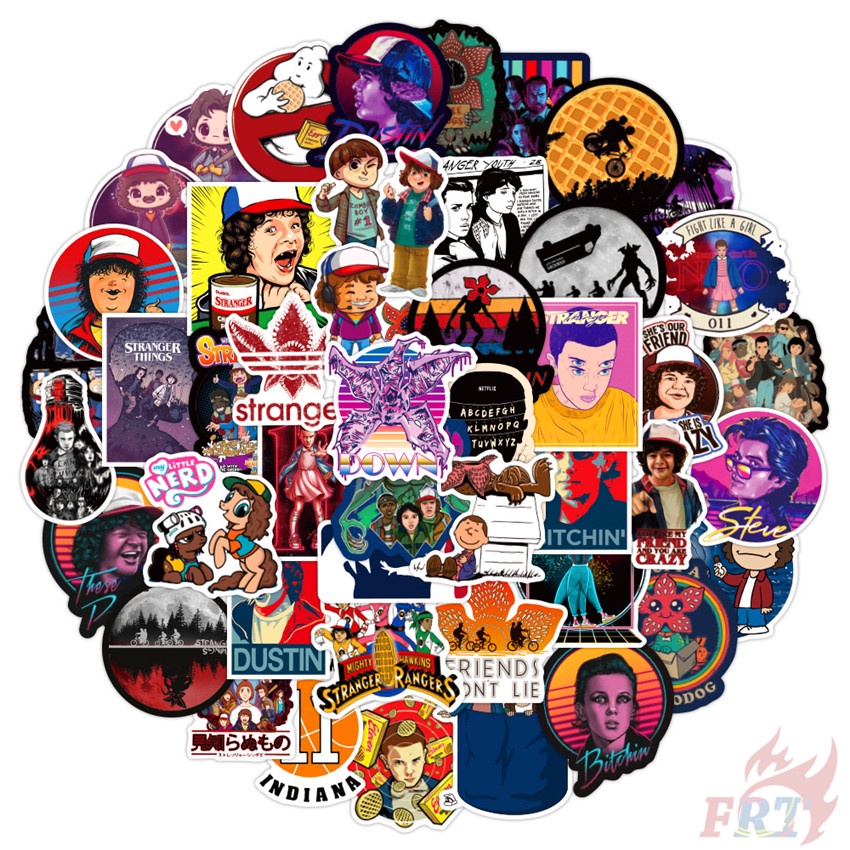 Set 50 miếng dán phong cách Stranger Things - Series 01 Netflix TV Joyce Byers trang trí hàn lý/ laptop/ ván trượt DIY