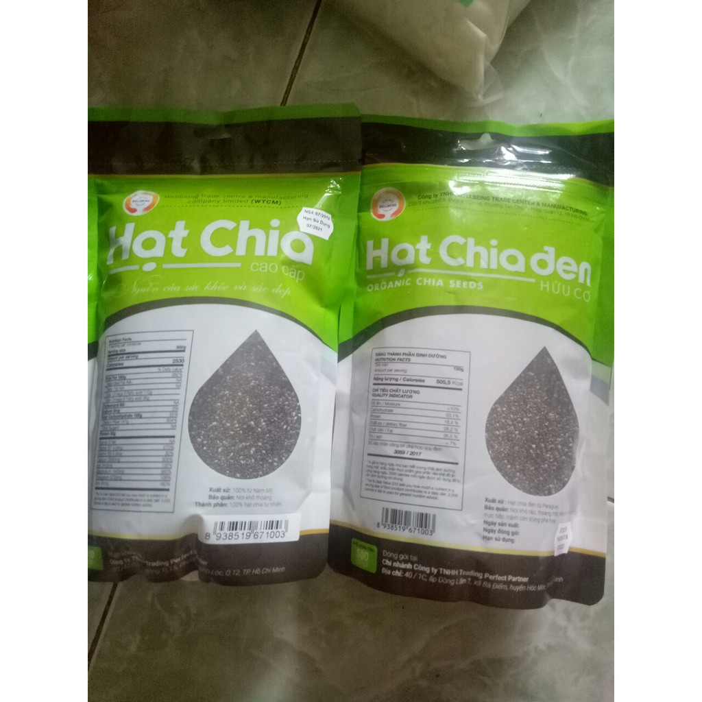 Gói 500g Hạt Chia Đen Organic Nam Mỹ