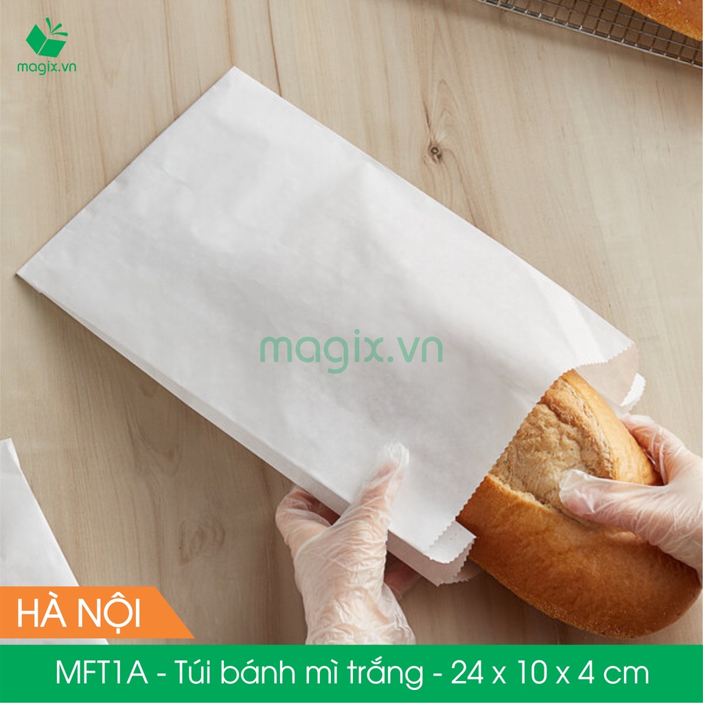 MFT1A - 24x10x4 cm - 100 Túi giấy bánh mì trắng
