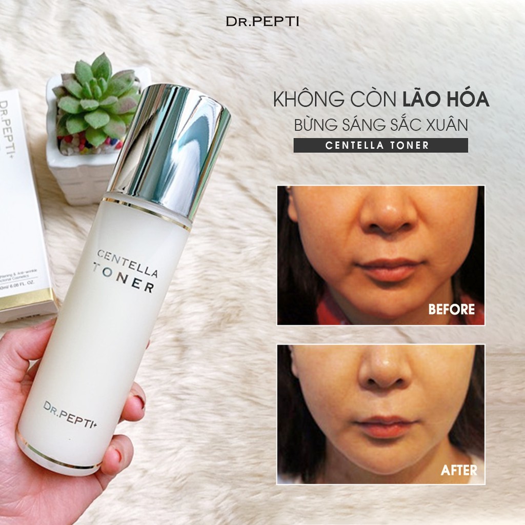 [Combo] Nước Hoa Hồng Dr.Pepti Centella Toner &amp; Tinh chất dưỡng trắng Dr Pepti Centella Dark Spot Solution Ampoule