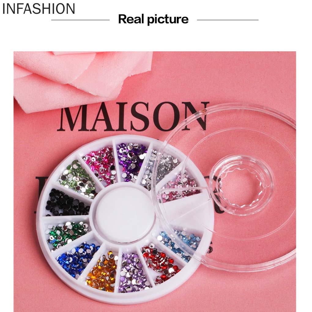 [Hàng mới về] Hộp resin kim cương giả 12 màu trang trí làm đẹp móng tay thủ công