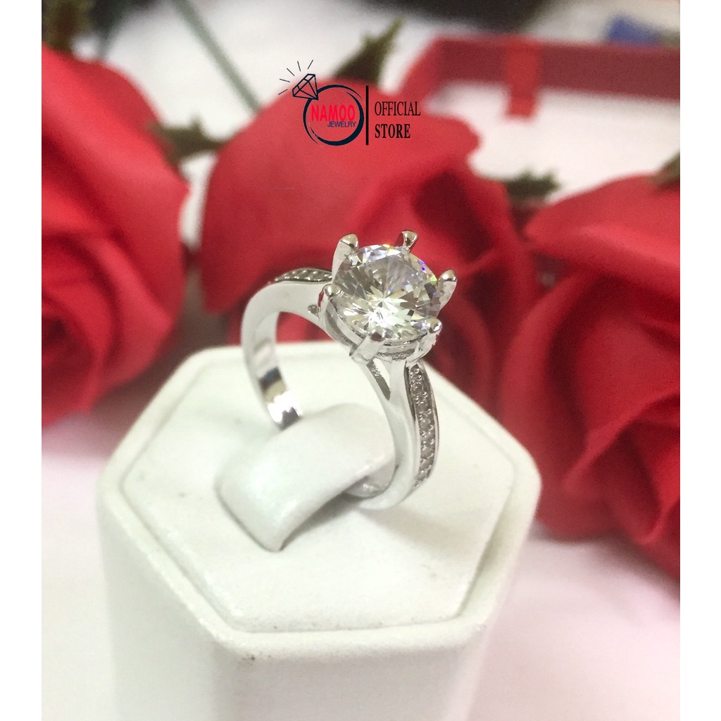 Nhẫn Nữ Đính Đá Mạ Bạc N027 Đeo Hàng Ngày không kiêng nước Namoo Jewelry