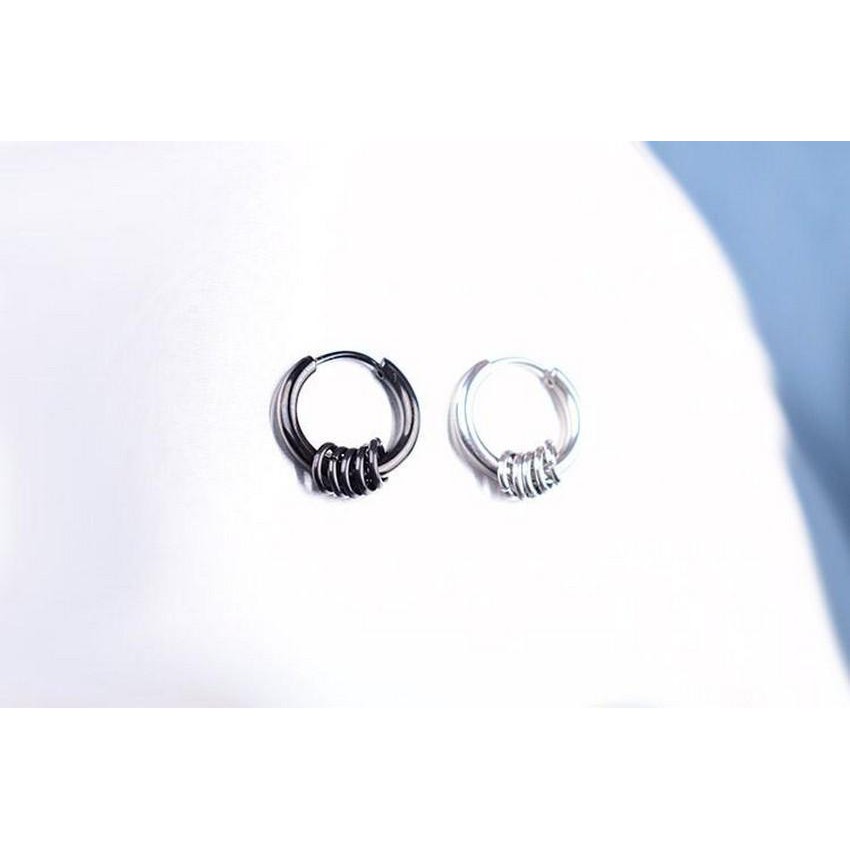 Khuyên tai vòng tròn trang sức phụ kiện nam nữ phong cách Hàn Quốc bông tai Unisex titan không gỉ