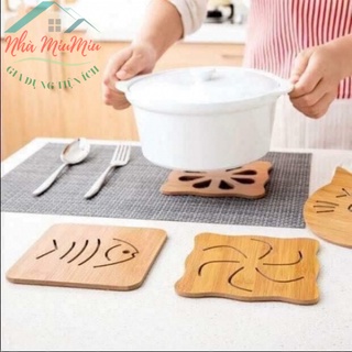 Miếng lót nồi bằng gỗ cách nhiệt hình thú