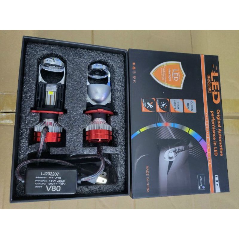 Đèn pha led Pi cầu V80 chân h4 gắn xe máy ôtô.giá 1 bóng
