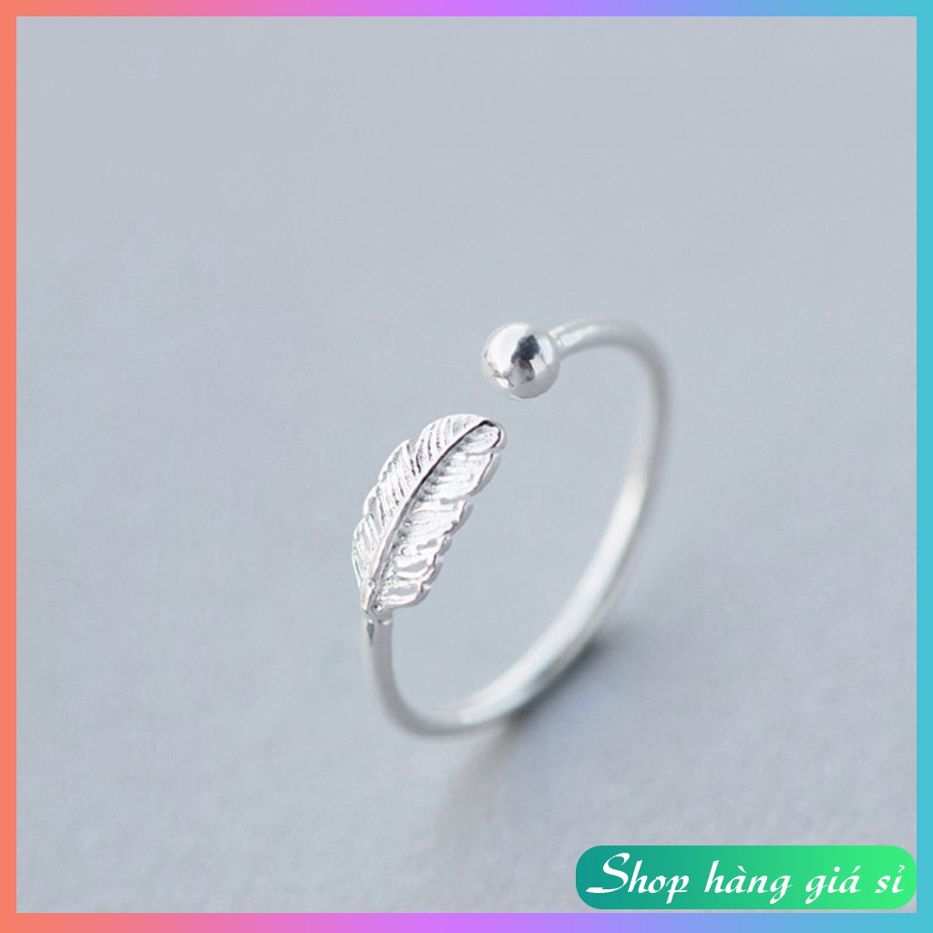 Mẫu nhẫn bạc nữ đẹp hình lông bạc 925 phong cách Hàn Quốc