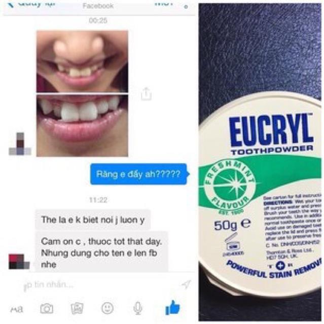 Bột trắng răng EUCRYL 1 hộp 50g hàng xịn chuẩn