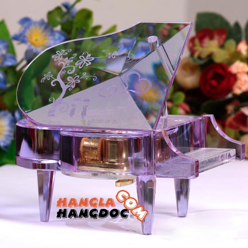 Hộp nhạc piano pha lê màu Hồng/Tím sang trọng & đẳng cấp
