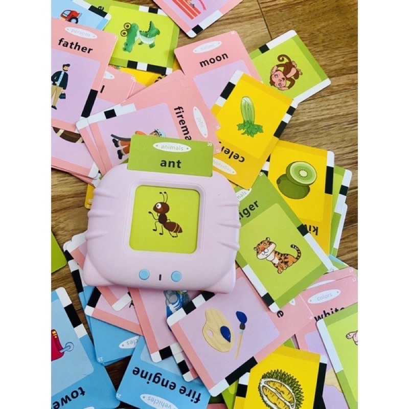 Máy đọc thẻ tiếng anh Flashcard  112 thẻ 224 từ vựng tiếng anh sạc cổng USB không sóng điện tử Baostore