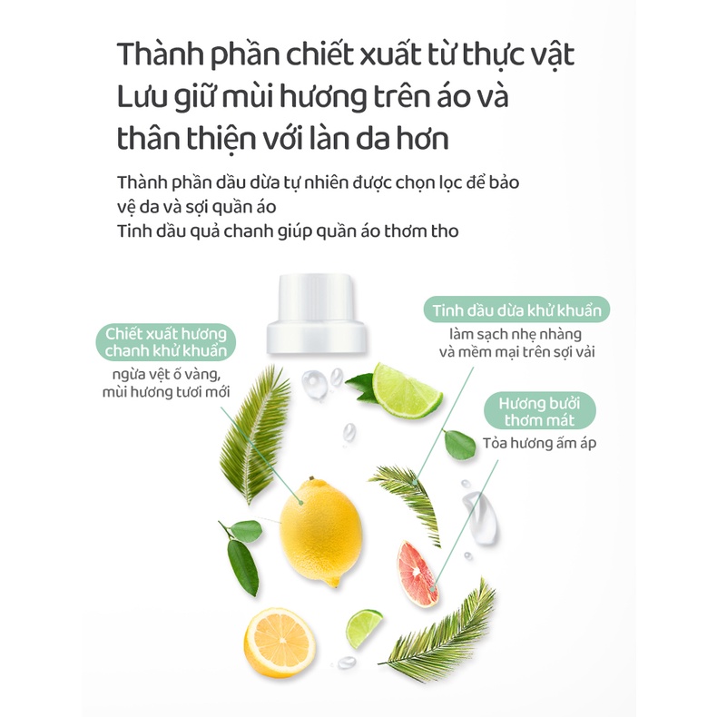 [Free ship] Lốc 3 chai Nước giặt xả quần áo sơ sinh ddung Hàn Quốc giặt siêu sạch đánh bay vết bẩn, thân thiện làn da