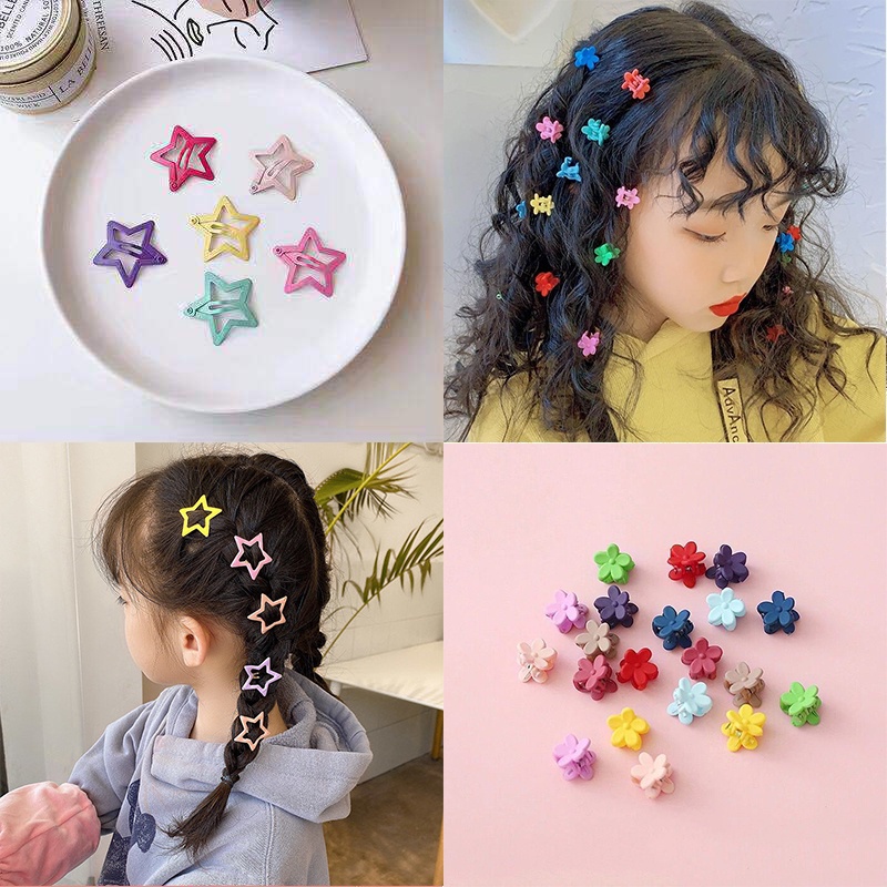 Bộ 14 kẹp tóc cho bé gái xinh xắn, nơ kẹp tóc tiểu thư bé gái dễ thương phong cách Hàn Quốc