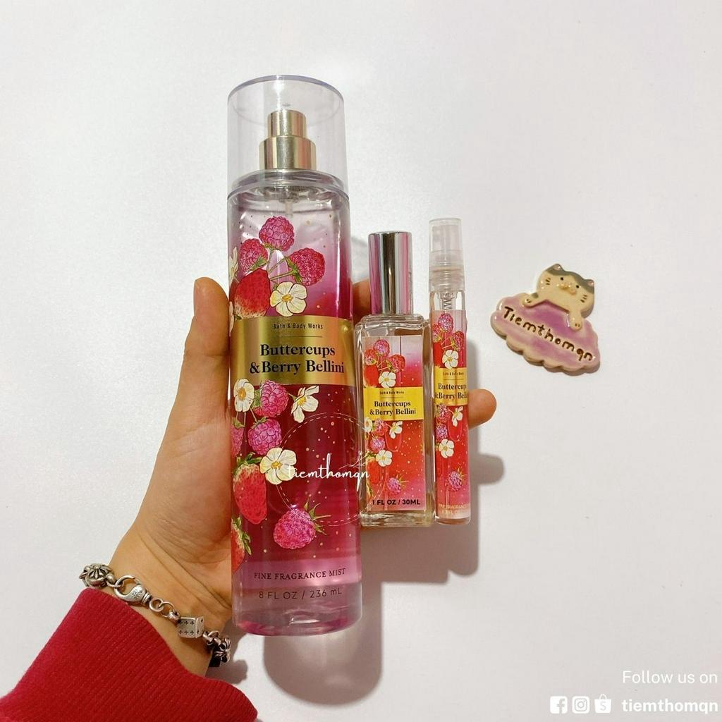 Xịt Thơm Toàn Thân Body Mist Buttercups & Berry Bellini Bath & Body Works Mùi Hương Dễ Thương, Nhí Nhảnh
