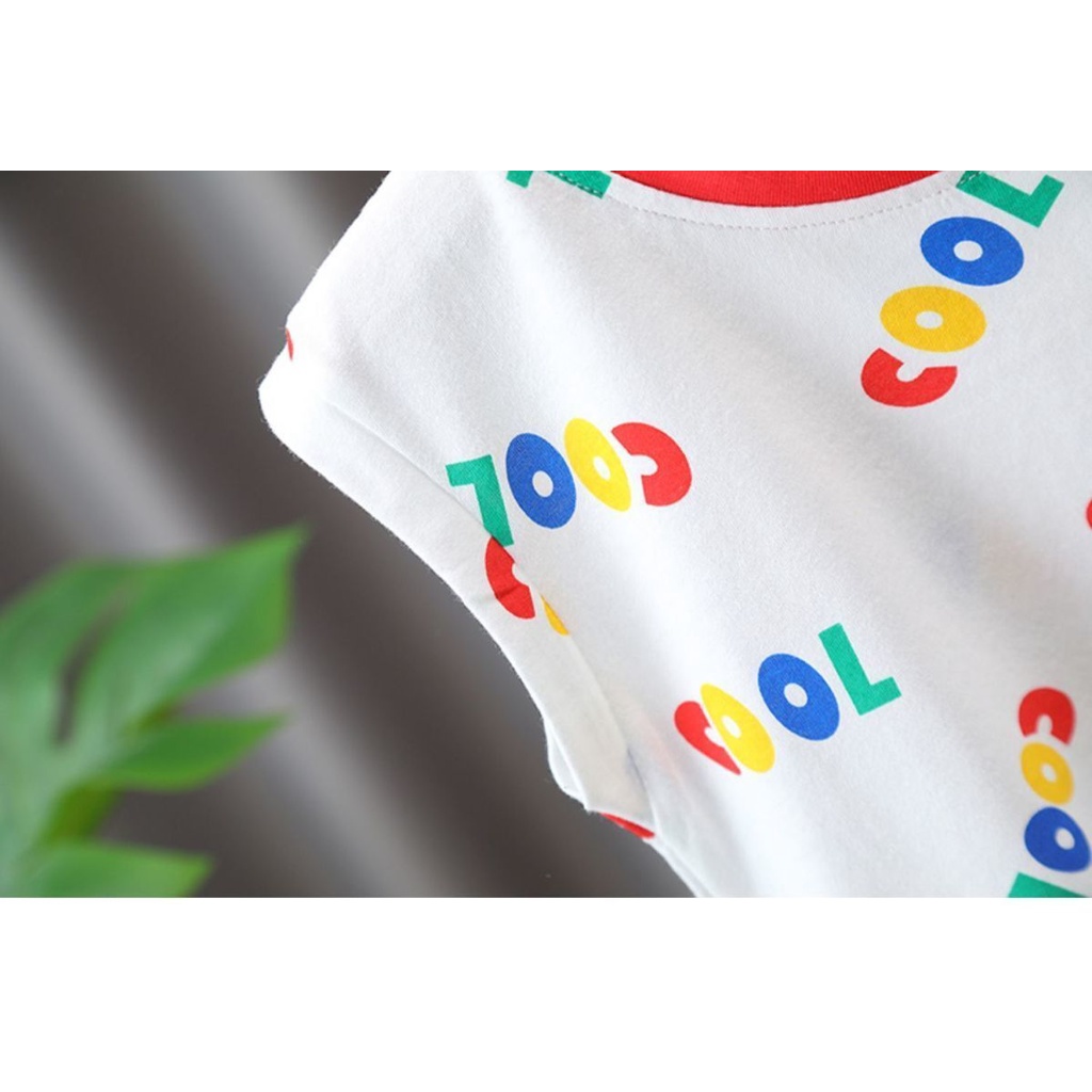 Áo Thun Cotton Sát Nách In Chữ Nhỏ Màu Sắc Tương Phản Thời Trang Mùa Hè Nhật Hàn Dành Cho Bé Gái 1-6 Tuổi 2022