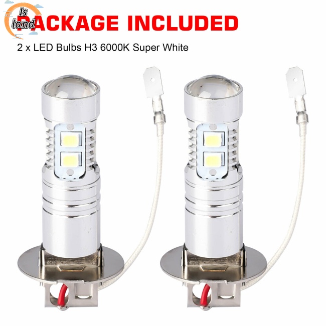Bộ 2 Bóng Đèn Led H3 Dc 12v-24v 100w 360 Độ Ánh Sáng Trắng Cho Xe Hơi