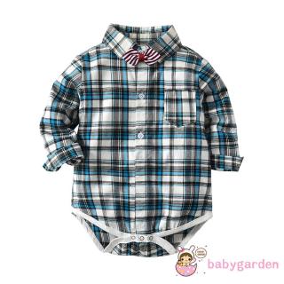 Bộ Áo Liền Quần Dài Tay Đính Nơ Bướm Cho Bé Trai