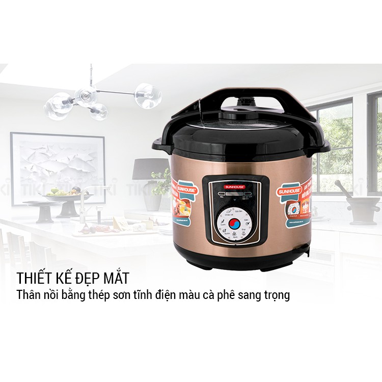 [Mã ELHADEV giảm 4% đơn 300K] Nồi Áp Suất Đa Năng Sunhouse HD1756 Dung Tích 6 Lít - Hàng Chính Hãng