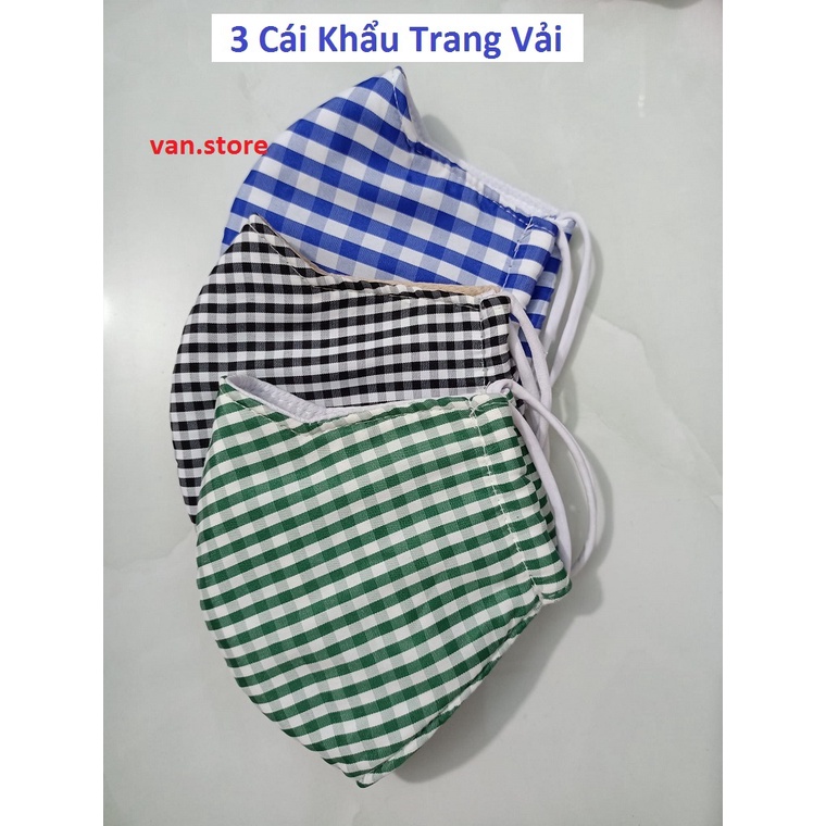 Combo 3 Cái Khẩu Trang Vải 3 Lớp Mềm Mịn - Tái Sử Dụng Nhiều Lần - Đủ Màu