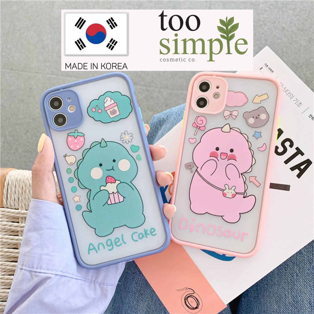 Ốp lưng iphone Cute Dino nhám viền nổi cong 5/5s/6/6plus/6s/6splus/7/7plus/8/8plus/x/xr/xs/11/12/pro/max/plus/promax