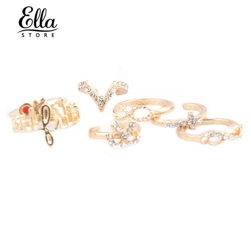 Set 7 NhẫN Đeo GiữA NgóN HìNh Nơ Dễ Thương ThờI Trang Cho Nữ