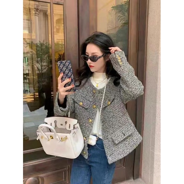 Áo dạ  Tweed dáng vừa 2 lớp hàng quảng châu siêu cấp