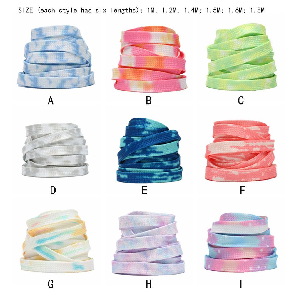 Cặp dây giày thể thao vải canvas dẹt nhuộm màu sắc sáng tạo 9mm 1-1.8m