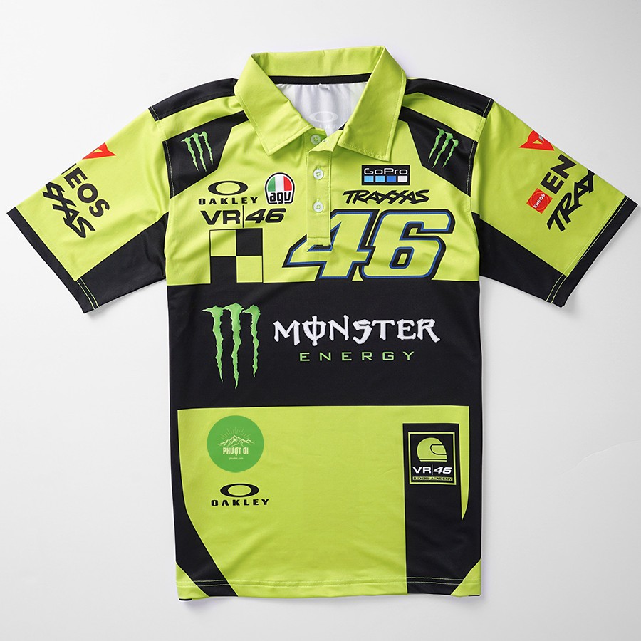 Áo thun nam có cổ VR46 in chuyển nhiệt cao cấp phong cách thể thao