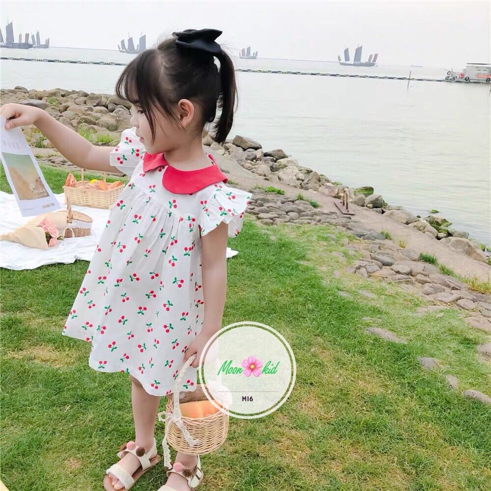 (Rẻ Nhất Tphcm) Váy Đầm Hình Cherry Siêu Cute Cho Bé Gái