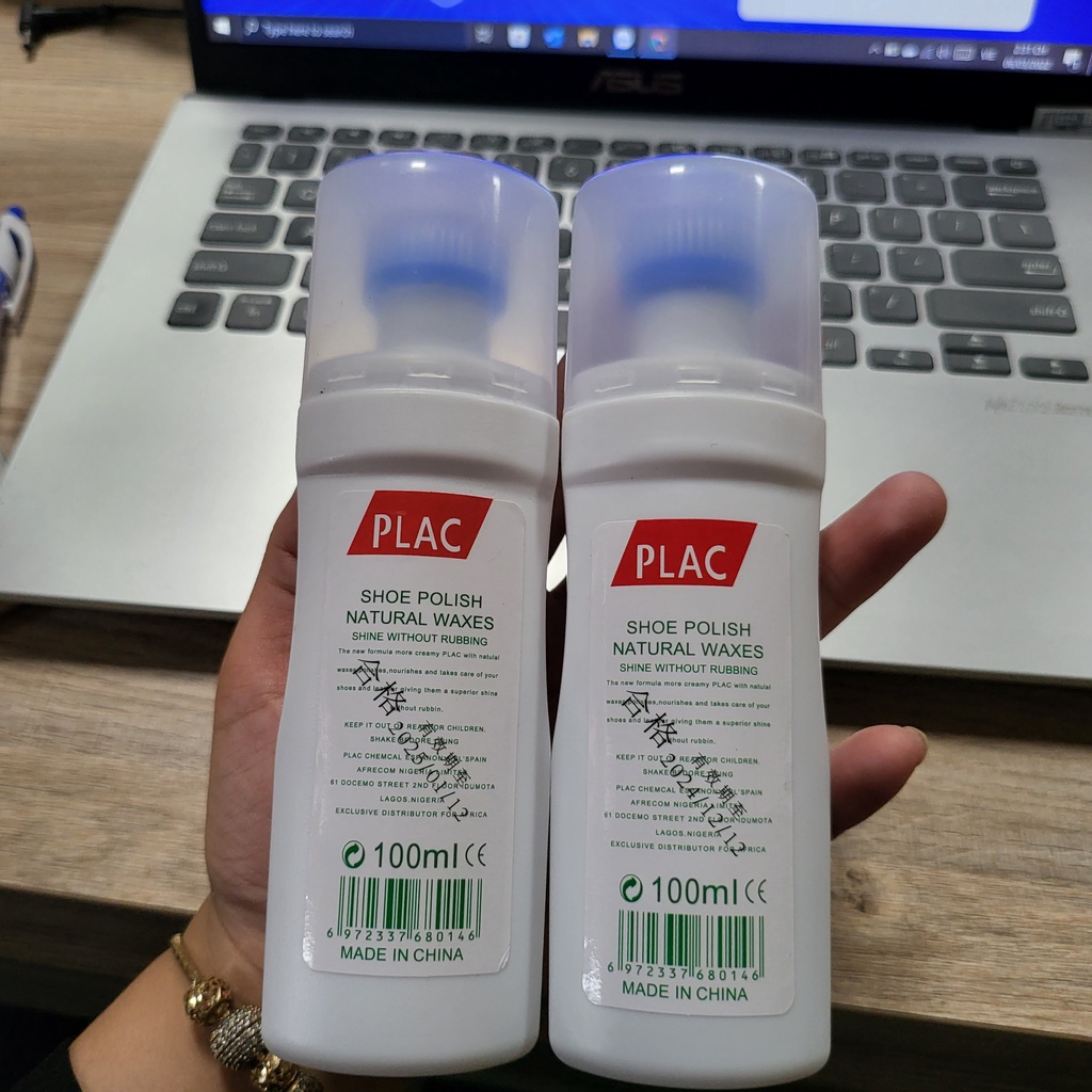 Chai Tẩy Trắng Giày Dép Túi Xách Plac Có Đầu Cọ Silicon Chùi Tiện Dụng 100ml