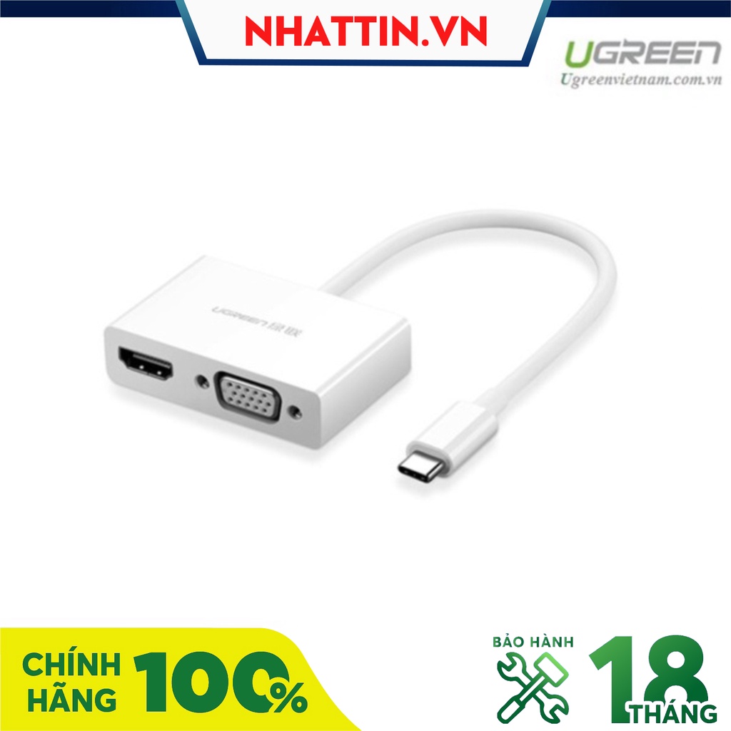Cáp chuyển đổi USB type C to HDMI/VGA hỗ trợ full HD 3D 4Kx2K chính hãng Ugreen 30843 cao cấp - Phân Phối Chính Hãng