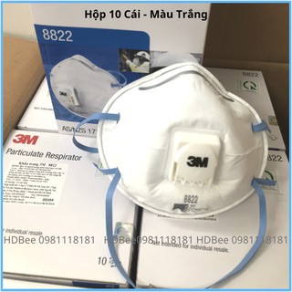 Khẩu trang 3m lọc bụi mịn 8822_hộp 10 cái_màu trắng