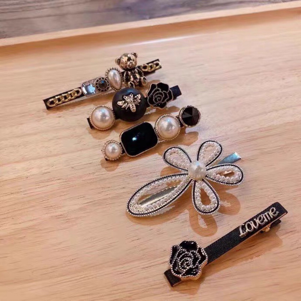 Set 5 Kẹp Tóc Tiểu Thư Sang Chảnh Màu Đen