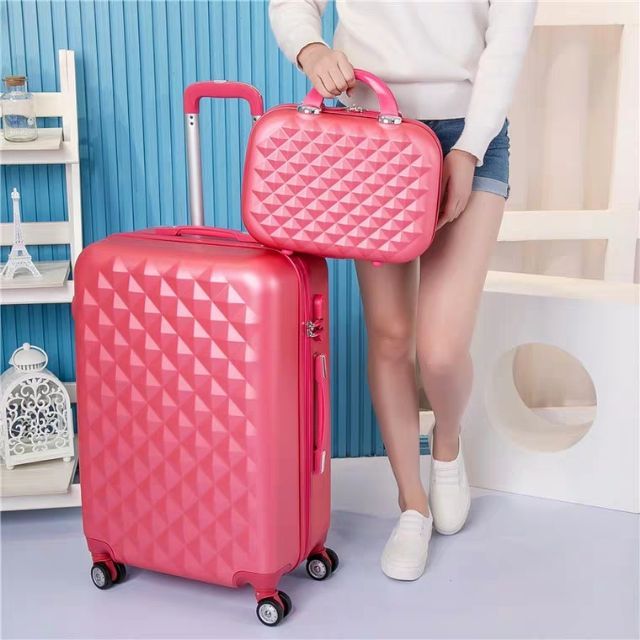 Bộ 3 vali kéo kim cương chống trầy xước, nhựa cao cấp (14, 20, 24 inch)