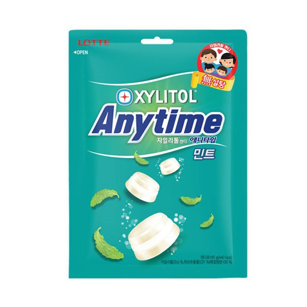 Kẹo Lotte Xylitol Anytime Bạc Hà Gói 92g