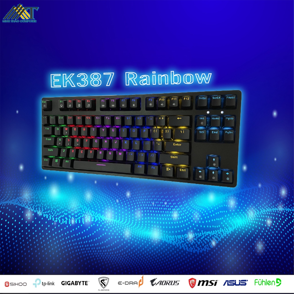 Bàn phím cơ Edra EK387 Rainbow V2 E-dra Switch (Blue /Brown /Red Switch)