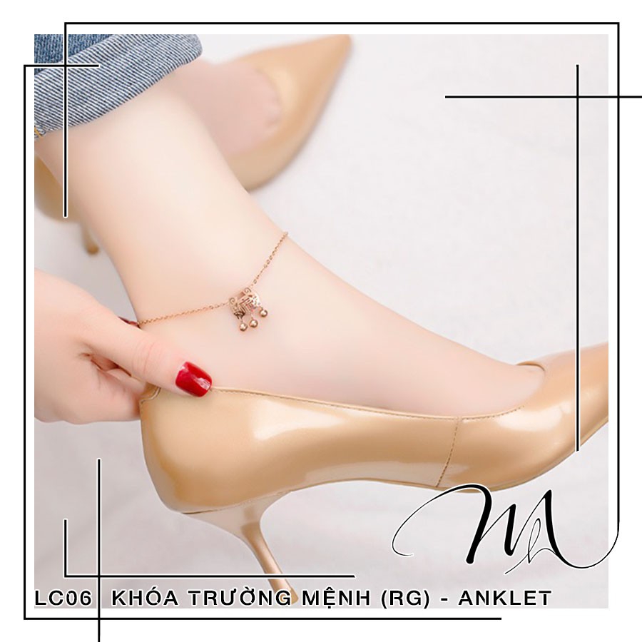 Lắc chân nữ xinh Titan không gỉ hình khóa trường thọ độc đáo - Măng’s House LC06