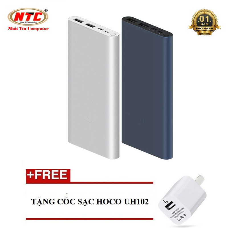 Sạc dự phòng polymer Xiaomi Gen 3 10000mAh PLM13ZM - hỗ trợ 2 cổng sạc nhanh lên đến 18W + tặng cốc sạc hoco UH102