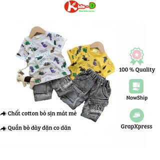 Bộ khủng long kèm quần jean khói cho bé trai