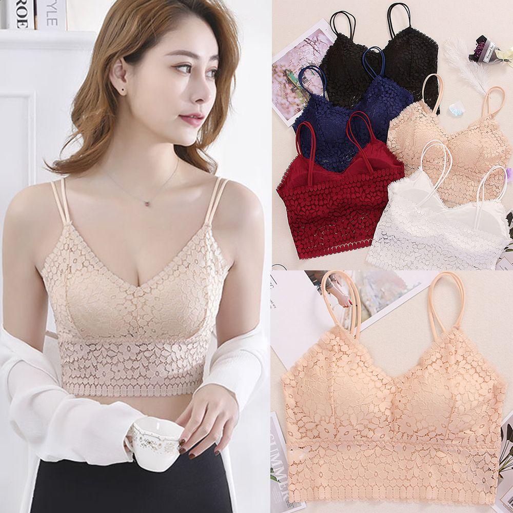 Áo Ngực Thể Thao Không Gọng Có Mút Nâng Ngực Phối Ren Quyến Rũ