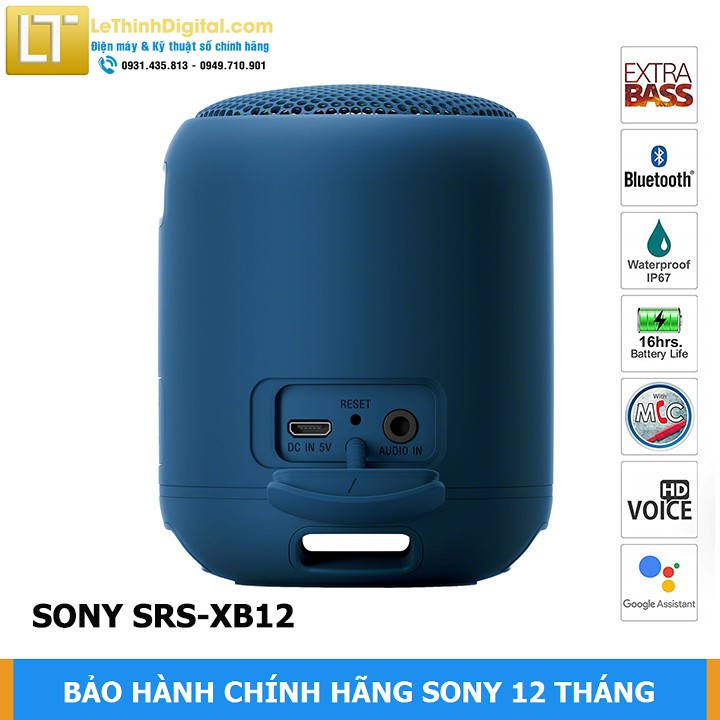 Loa Bluetooth Sony SRS-XB12 (Xanh Dương) | Hãng phân phối | Bảo hành chính hãng 12 tháng toàn quốc