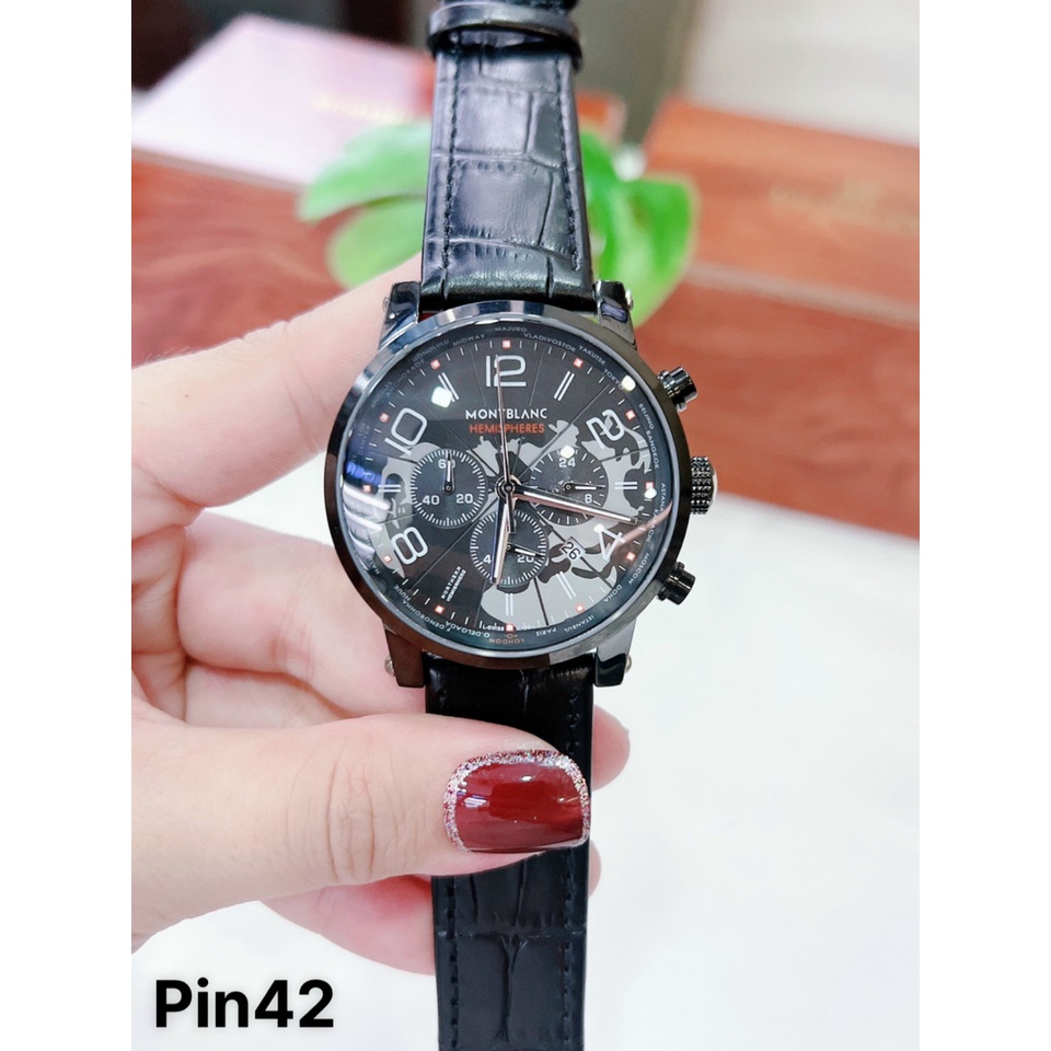 ĐỒNG HỒ NAM MONTBLANC CHRONOGRAPH MẶT LỘ MÁY , DÂY DA VÂN , SIZE 42MM