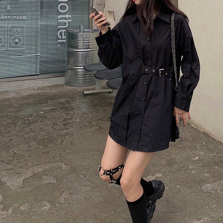 Blue shirt autumn korean loose long sleeve shirt