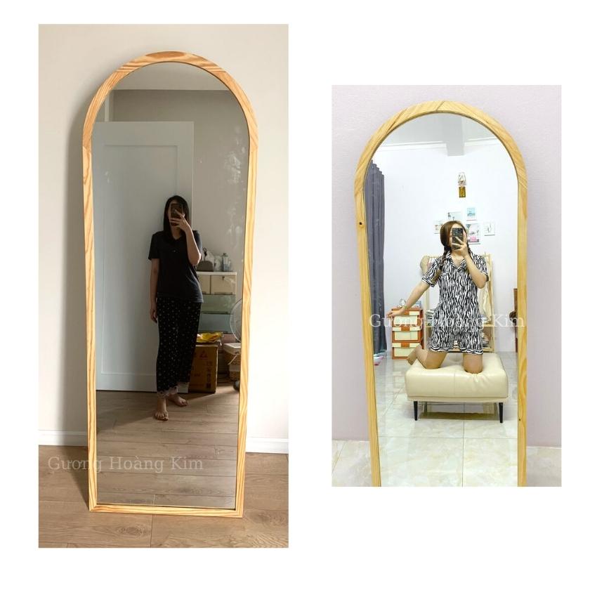 Gương soi toàn thân khung gỗ treo tường mái vòm decor nịnh dáng kích thước 50x160cm guonghoangkim mirror KG0001