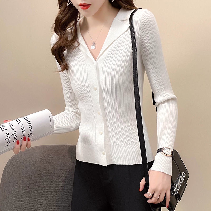 TÁo len ghi lê nữ mỏng điều hòa cao cấp dáng ngắn sang trọng