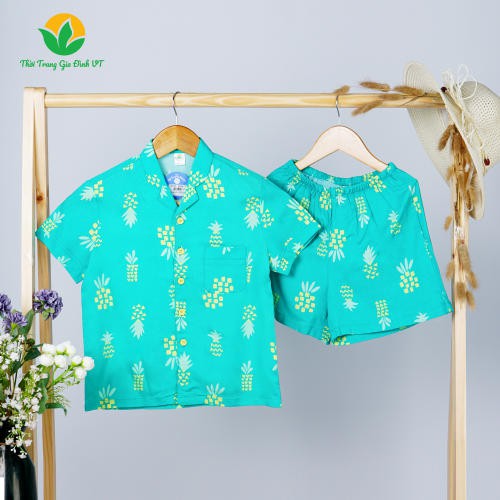 Bộ pijama lanh VT mặc nhà cộc tay cho bé B63.2118